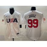Men's USA Baseball #99 Aaron Judge White World Baseball Classic Stitched Jersey