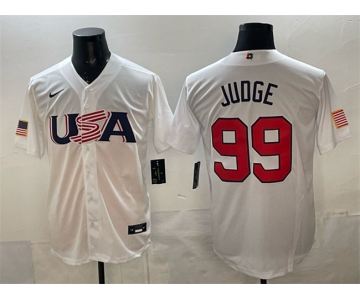 Men's USA Baseball #99 Aaron Judge White World Baseball Classic Stitched Jersey