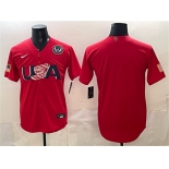 Men's USA Baseball Blank Red 2026 World Baseball Classic United States 250th Anniversary Patch Stadium Stitched Jersey