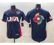 Men's USA Baseball Team Big Logo Navy 2026 World Baseball Classic United States 250th Anniversary Patch Road Stadium Stitched Jersey Men's USA Baseball Team Big Logo Navy 2026 World Baseball Classic United States 250th Anniversary Patch Road Stadium Stitched Jersey