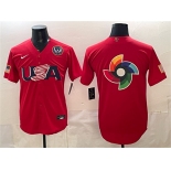 Men's USA Baseball Team Big Logo Red 2026 World Baseball Classic United States 250th Anniversary Patch Stadium Stitched Jersey