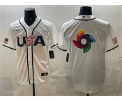 Men's USA Baseball Team Big Logo White 2026 World Baseball Classic Home Stadium Stitched Jersey Men's USA Baseball Team Big Logo White 2026 World Baseball Classic Home Stadium Stitched Jersey