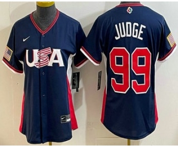 Women's USA #99 Aaron Judge Navy 2026 World Baseball Classic Cool Base Jersey