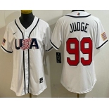 Women's USA #99 Aaron Judge White 2026 World Baseball Classic Cool Base Jersey