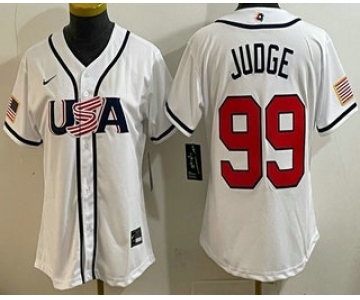 Women's USA #99 Aaron Judge White 2026 World Baseball Classic Cool Base Jersey