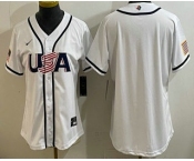 Women's USA Blank White 2026 World Baseball Classic Cool Base Jersey Women's USA Blank White 2026 World Baseball Classic Cool Base Jersey