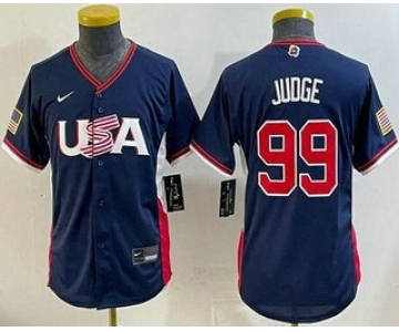 Youth USA #99 Aaron Judge Navy 2026 World Baseball Classic Cool Base Jersey