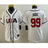 Youth USA #99 Aaron Judge White 2026 World Baseball Classic Cool Base Jersey Youth USA #99 Aaron Judge White 2026 World Baseball Classic Cool Base Jersey