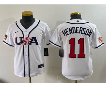 Youth USA Baseball #11 Gunnar Henderson White 2026 World Baseball Classic Home Stadium Stitched Baseball Jersey
