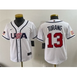 Youth USA Baseball #13 Brice Turang White 2026 World Baseball Classic Home Stadium Stitched Baseball Jersey Youth USA Baseball #13 Brice Turang White 2026 World Baseball Classic Home Stadium Stitched Baseball Jersey