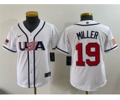 Youth USA Baseball #19 Mason Miller White 2026 World Baseball Classic Home Stadium Stitched Baseball Jersey Youth USA Baseball #19 Mason Miller White 2026 World Baseball Classic Home Stadium Stitched Baseball Jersey