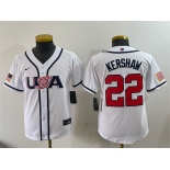 Youth USA Baseball #22 Clayton Kershaw White 2026 World Baseball Classic Home Stadium Stitched Baseball Jersey Youth USA Baseball #22 Clayton Kershaw White 2026 World Baseball Classic Home Stadium Stitched Baseball Jersey