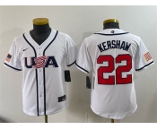 Youth USA Baseball #22 Clayton Kershaw White 2026 World Baseball Classic Home Stadium Stitched Baseball Jersey Youth USA Baseball #22 Clayton Kershaw White 2026 World Baseball Classic Home Stadium Stitched Baseball Jersey