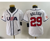 Youth USA Baseball #29 Cal Raleigh White 2026 World Baseball Classic Home Stadium Stitched Baseball Jersey Youth USA Baseball #29 Cal Raleigh White 2026 World Baseball Classic Home Stadium Stitched Baseball Jersey