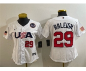 Youth USA Baseball #29 Cal Raleigh White 2026 World Baseball Classic United States 250th Anniversary Patch Stadium Stitched Baseball Jersey Youth USA Baseball #29 Cal Raleigh White 2026 World Baseball Classic United States 250th Anniversary Patch Stadium Stitched Baseball Jersey