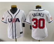 Youth USA Baseball #30 Paul Skenes White 2026 World Baseball Classic Home Stadium Stitched Baseball Jersey Youth USA Baseball #30 Paul Skenes White 2026 World Baseball Classic Home Stadium Stitched Baseball Jersey