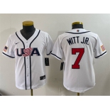 Youth USA Baseball #7 Bobby Witt Jr. White 2026 World Baseball Classic Home Stadium Stitched Baseball Jersey Youth USA Baseball #7 Bobby Witt Jr. White 2026 World Baseball Classic Home Stadium Stitched Baseball Jersey