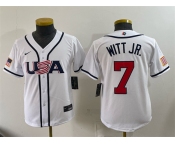 Youth USA Baseball #7 Bobby Witt Jr. White 2026 World Baseball Classic Home Stadium Stitched Baseball Jersey Youth USA Baseball #7 Bobby Witt Jr. White 2026 World Baseball Classic Home Stadium Stitched Baseball Jersey