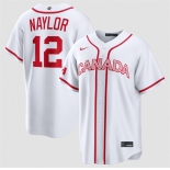 Men's Canada Baseball #12 Josh Naylor White 2026 World Baseball Classic Home Stadium Stitched Jersey Men's Canada Baseball #12 Josh Naylor White 2026 World Baseball Classic Home Stadium Stitched Jersey