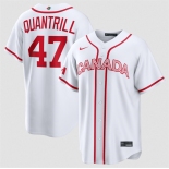 Men's Canada Baseball #47 Cal Quantrill White 2026 World Baseball Classic Home Stadium Stitched Jersey Men's Canada Baseball #47 Cal Quantrill White 2026 World Baseball Classic Home Stadium Stitched Jersey