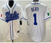 Men's Italy #1 Jonathon Berti White 2026 World Baseball Classic Cool Base Jersey Men's Italy #1 Jonathon Berti White 2026 World Baseball Classic Cool Base Jersey
