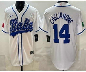 Men's Italy #14 Jac Caglianone White 2026 World Baseball Classic Cool Base Jersey