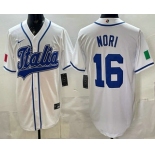 Men's Italy #16 Dante Nori White 2026 World Baseball Classic Cool Base Jersey