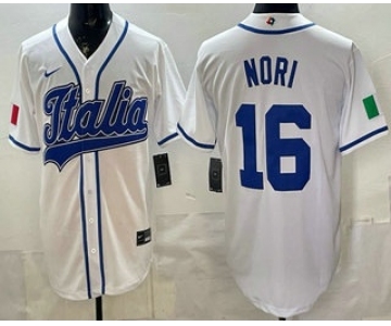 Men's Italy #16 Dante Nori White 2026 World Baseball Classic Cool Base Jersey