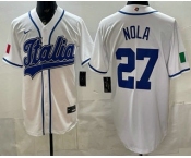 Men's Italy #27 Aaron Nola White 2026 World Baseball Classic Cool Base Jersey Men's Italy #27 Aaron Nola White 2026 World Baseball Classic Cool Base Jersey