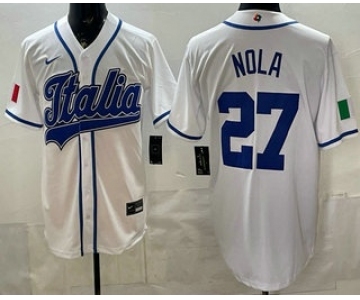 Men's Italy #27 Aaron Nola White 2026 World Baseball Classic Cool Base Jersey