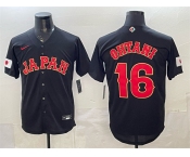 Men's Japan Baseball #16 Shohei Ohtani Black 2026 World Baseball Classic Road Stadium Stitched Jersey Men's Japan Baseball #16 Shohei Ohtani Black 2026 World Baseball Classic Road Stadium Stitched Jersey