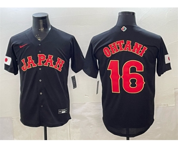 Men's Japan Baseball #16 Shohei Ohtani Black 2026 World Baseball Classic Road Stadium Stitched Jersey