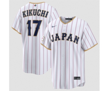 Men's Japan Baseball #17 Yusei Kikuchi White 2026 World Baseball Classic Home Stadium Stitched Jersey