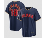 Men's Japan Baseball #18 Yoshinobu Yamamoto Navy 2026 World Baseball Classic Road Stadium Stitched Jersey Men's Japan Baseball #18 Yoshinobu Yamamoto Navy 2026 World Baseball Classic Road Stadium Stitched Jersey