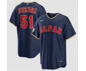 Men's Japan Baseball #51 Seiya Suzuki Navy 2026 World Baseball Classic Road Stadium Stitched Jersey Men's Japan Baseball #51 Seiya Suzuki Navy 2026 World Baseball Classic Road Stadium Stitched Jersey