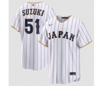 Men's Japan Baseball #51 Seiya Suzuki White 2026 World Baseball Classic Home Stadium Stitched Jersey