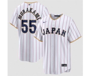 Men's Japan Baseball #55 Munetaka Murakami White 2026 World Baseball Classic Home Stadium Stitched Jersey