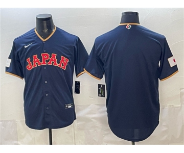 Men's Japan Baseball Blank Navy 2026 World Baseball Classic Road Stadium Stitched Jersey