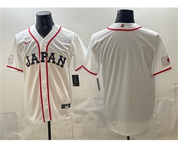 Men's Japan Baseball Blank White 2026 World Baseball Classic Home Stadium Stitched Jersey