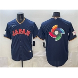 Men's Japan Baseball Team Big Logo Navy 2026 World Baseball Classic Road Stadium Stitched Jersey