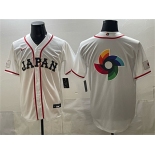 Men's Japan Baseball Team Big Logo White 2026 World Baseball Classic Home Stadium Stitched Jersey