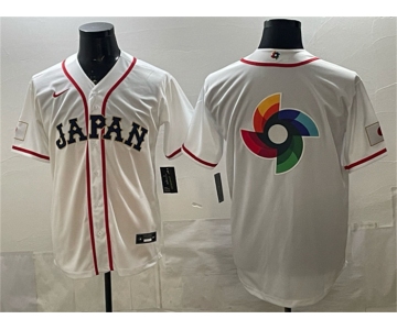 Men's Japan Baseball Team Big Logo White 2026 World Baseball Classic Home Stadium Stitched Jersey