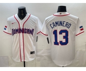 Men's Dominican Republic Baseball #13 Junior Caminero White 2026 World Baseball Classic Home Stadium Stitched Jersey Men's Dominican Republic Baseball #13 Junior Caminero White 2026 World Baseball Classic Home Stadium Stitched Jersey