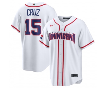 Men's Dominican Republic Baseball #15 Oneil Cruz White 2026 World Baseball Classic Home Stadium Stitched Jersey