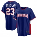 Men's Dominican Republic Baseball #23 Fernando Tatis Jr. Navy 2026 World Baseball Classic Road Stadium Stitched Jersey