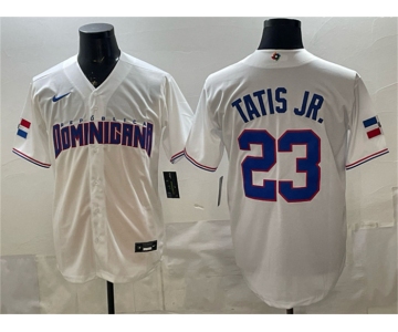 Men's Dominican Republic Baseball #23 Fernando Tatis Jr. White World Baseball Classic Stitched Jersey