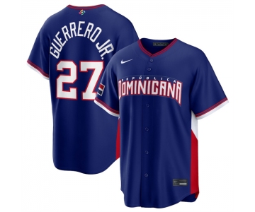 Men's Dominican Republic Baseball #27 Vladimir Guerrero Jr. Navy 2026 World Baseball Classic Road Stadium Stitched Jersey