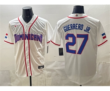 Men's Dominican Republic Baseball #27 Vladimir Guerrero Jr. White 2026 World Baseball Classic Home Stadium Stitched Jersey