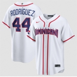 Men's Dominican Republic Baseball #44 Julio Rodríguez White 2026 World Baseball Classic Home Stadium Stitched Jersey
