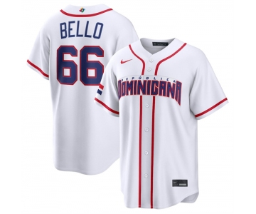 Men's Dominican Republic Baseball #66 Brayan Bello White 2026 World Baseball Classic Home Stadium Stitched Jersey